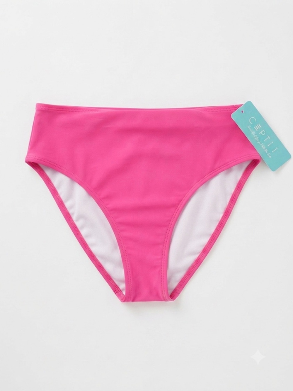 High-Waist Bikini Bottom in Hot Pink